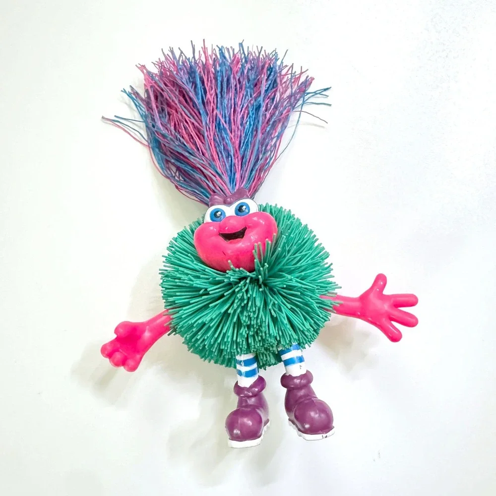 Rare Vintage 90s Odzzon Kooshlings Kids Pink Teal Hair Girl Koosh Lings Bendable